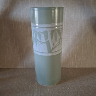 Vtg Green Celadon Glazed Ceramic Vase MTS