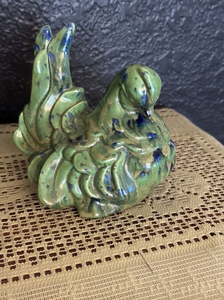 Vintage Ceramic Hen Green with Blue-RCD|68788