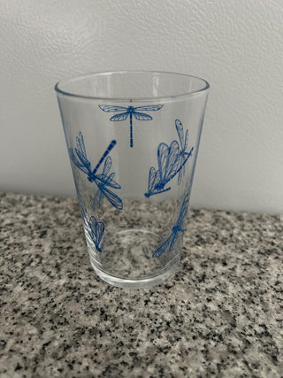 Vintage Juice Glass, Blue Dragonflies  MTS|104124