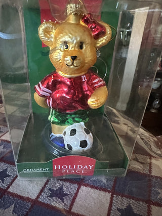Glass Christmas Ornament Soccer Player #47 VV MTS|96260