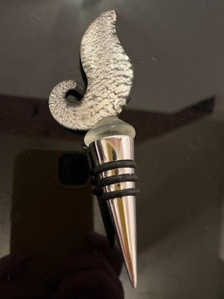 #1725 Black Glass Art Wine Stopper