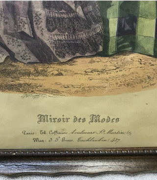 Miroir Des Modes Civil War Era Ladies Lithograph, With Original Frame
