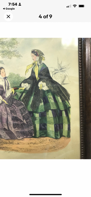 Miroir Des Modes Civil War Era Ladies Lithograph, With Original Frame