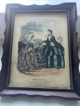 Miroir Des Modes Civil War Era Ladies Lithograph, With Original Frame