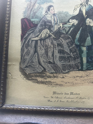 Miroir Des Modes Civil War Era Ladies Lithograph, With Original Frame