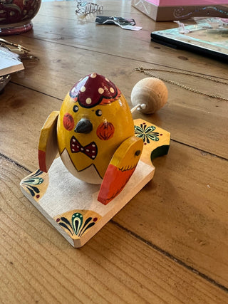 Vtg. Wooden Chicken Toy Russian MTS