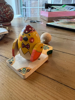 Vtg. Wooden Chicken Toy Russian MTS