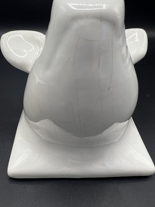 Vintage White Ceramic Pig Head Dish Towel Apron Holder Hanger Wall Mount|96350