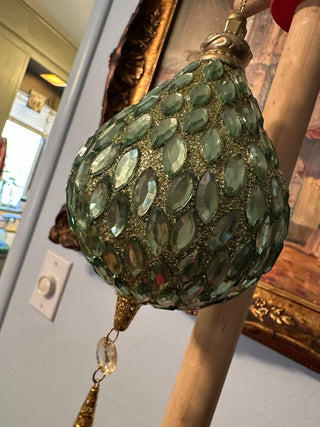 Ornament Green Jewel Pear Glass MTS|86660