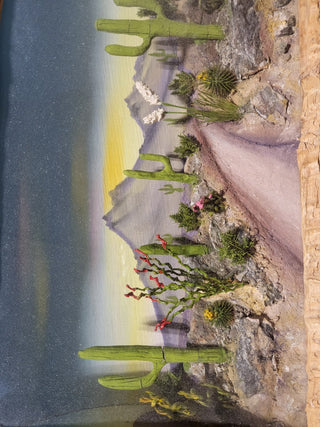 Rare Vintage Diorama Desert Scene Sahuaro Cactus Handmade MTS