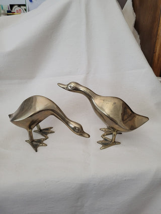 Vintage Pair of Brass Ducks / Geese Figurines RCD|96544