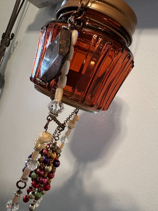 Suncatcher Lantern Amber Jar Tassel B  MTS|134112