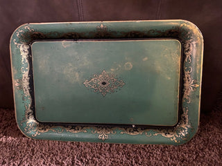 Vintage Textal green Florentine style tray