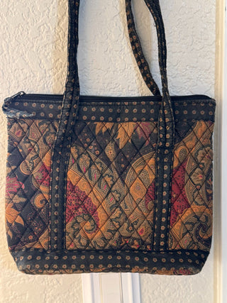 black & brown fabric purse