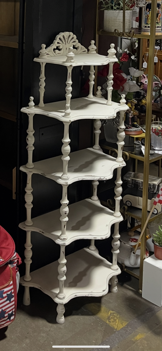 5 Tier Vintage Shelving Unit in Distressed Antique White RCD|83698