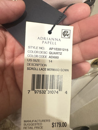 New Adrianna Papell Lace Quartz Gown 14 Mermaid #63 VV MTS|127401