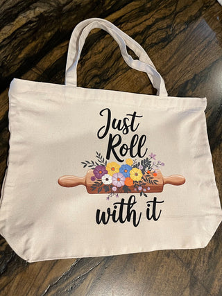 "Just Roll With It" Large Zippered Canvas Bag or Tote RSV