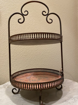 Rare vtg Tracy Porter iron and glass dessert display RCD