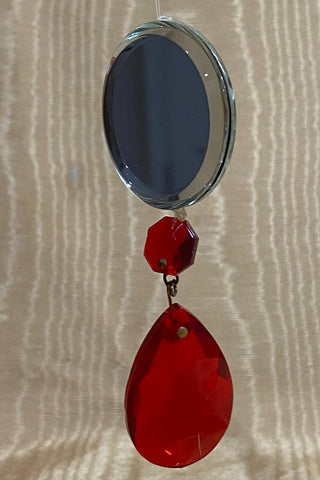 Rnd Mirror 1.5 in Red Prism Christmas Ornament RSV|128509