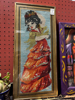 70s needlepoint Spanish flamenco dancer|115929