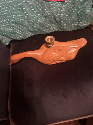 Vintage solid wood duck 9"  Beautifully hand carved and signed #47 VV MTS