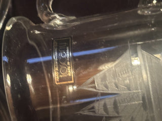 Vintage Toscany Coffee Beer Mug Glass Etched Schooner Windjammer Ship Crystal #47 VV MTS