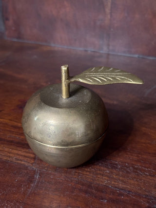 Vtg Brass Apple Trinket Box NM MTS|65873