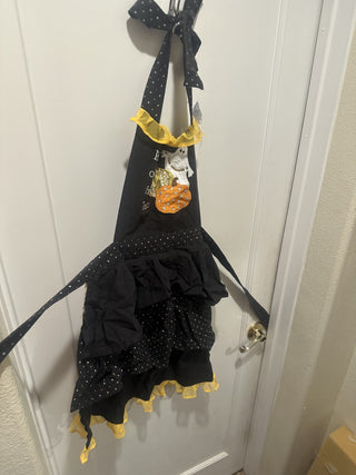 Halloween Bedazzle embroidered apron with ruffles  #63 VV MTS|107564