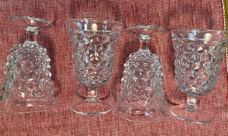 SET 4 VINTAGE FOSTORIA CRYSTAL AMERICAN 8 OZ CUBIST LOW WATER GOBLETS EXC COND (KJS) RCD|63410