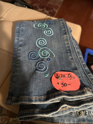 Embroidered jeans size 0, #SM