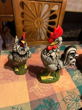 Set Of Ceramic Rooster and Hen by Marie Nagel (Set of 2)