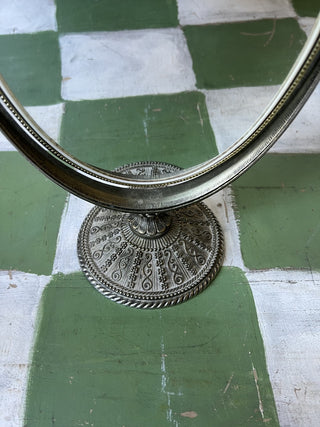 Vintage Pewter Vanity Oval  Mirror F&M|94154