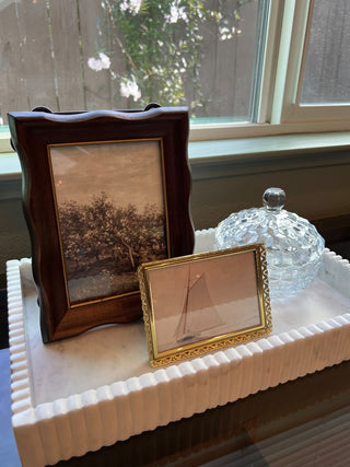Antique wood scalloped frame|54249