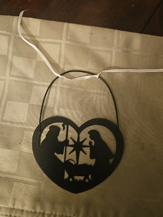 AD. Metal Silhouette of Nativity Ornament