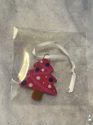Handcrafted Clay pink Christmas Tree Ornament | Gift Tag RSV|129709