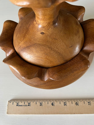 Vintage monkey pod lotus lidded bowl RSV|105577