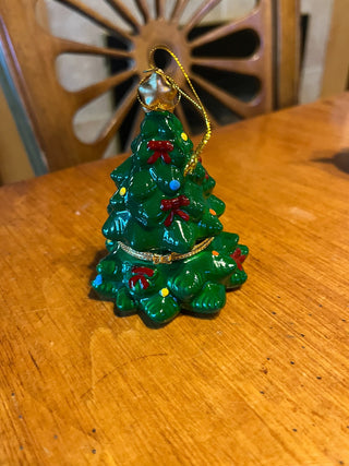 Mini Vintage Porcelain Christmas Tree Hinged Trinket Box. RSV|123698