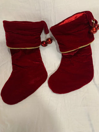 Red velveteen Christmas stocking w/gold band  MTS|132209