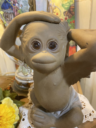 Vtg Rutledge orangutan sculpture signed RCD|129244