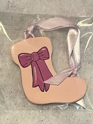 Handcrafted Clay Lg Pink Stocking Ornament | Gift Tag|129802