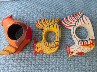 Set of 3 wood chicken napkin rings RCD