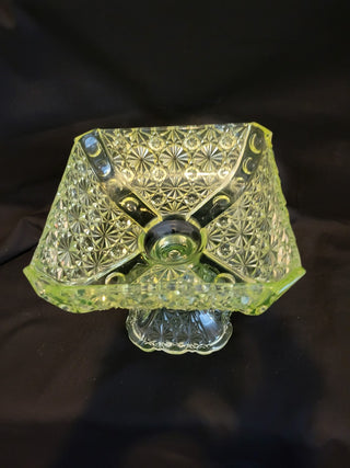 Adams Daisy & Button Vaseline Canary Glass Compote RCD|133876