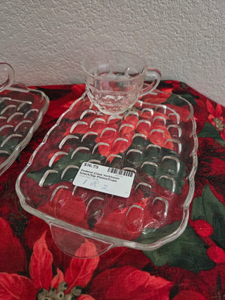 2 Sets Federal Glass Yorktown Snack/Sip Plates/Cups, RCD|100133