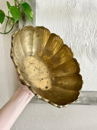 Brass Footed Scalloped Oval Bowl MTS|113475