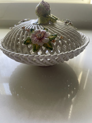 Vintage Acer Gubbio Italy Floral Trinket-RSV|92540