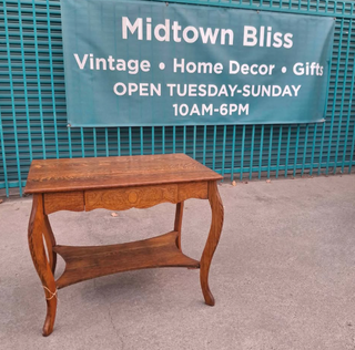Antique Tiger Oak Two Tiered Console Table MTS *