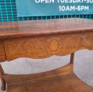Antique Tiger Oak Two Tiered Console Table MTS *