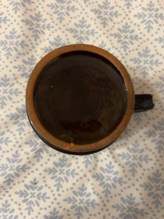 ONE vintage stackable brown and tan/cream drip-glaze