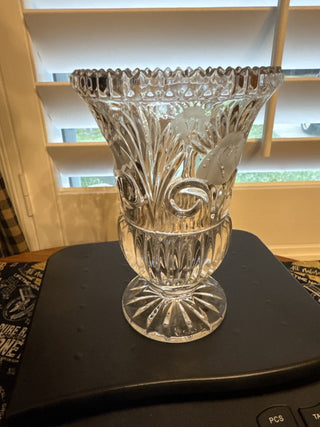 Vintage Clear 24% led Crystal 6 inch Vase from Germany w/etched Floral pattern - RCD