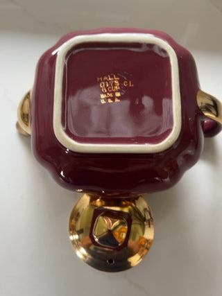 Vintage Baltimore Style Hall China Maroon 6 Cup Teapot